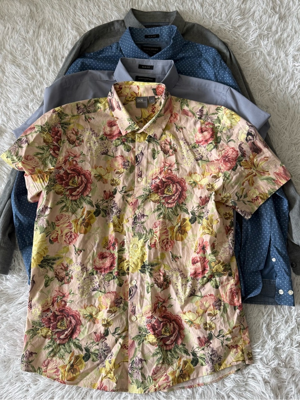 Capsule Collection of Mens Casual Style Slim Fit Button Down Shirts Size L
